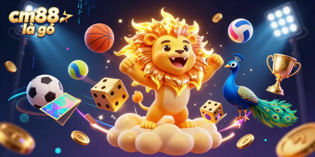 Engaging 3D scene illustrating cm88 là gì with casino-themed characters and dynamic game elements.