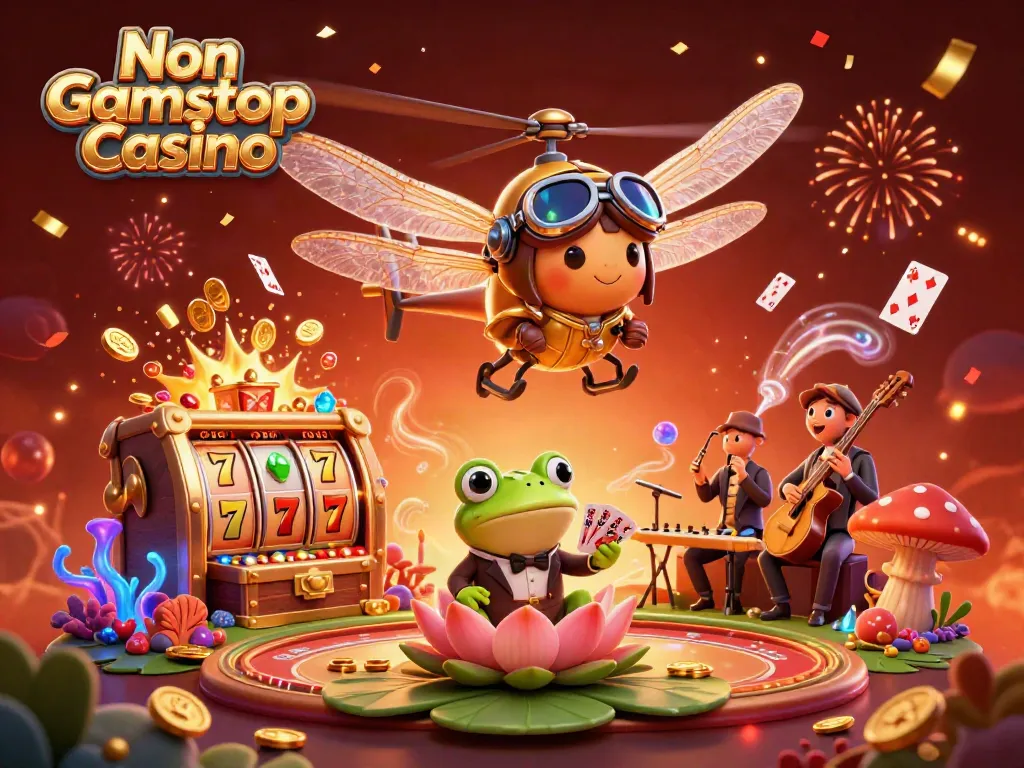 Experience the thrill of a Non Gamstop Casino with dynamic gaming action in a vibrant scene.