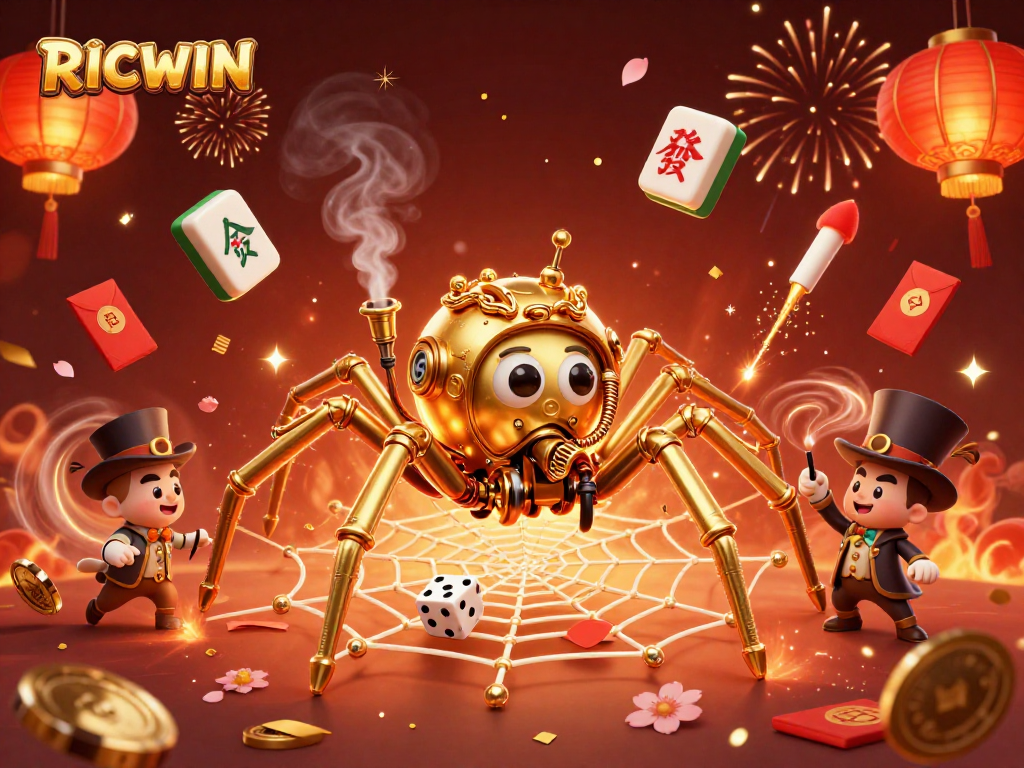 Explore the dynamic gaming world of RICWIN with a whimsical 3D casino illustration.