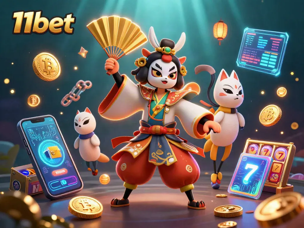 Experience vivid gaming action with 11bet showcasing thrilling casino elements and cryptocurrency icons.