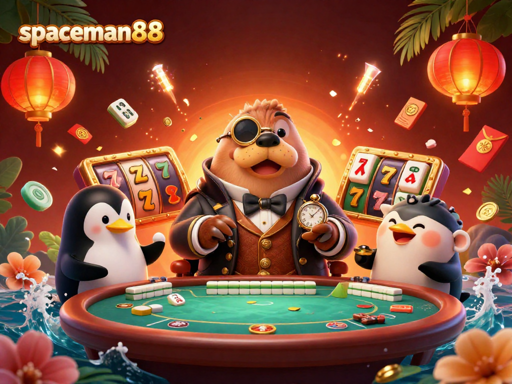 Experience thrilling gameplay at spaceman88 with vibrant casino-themed elements and lively characters.
