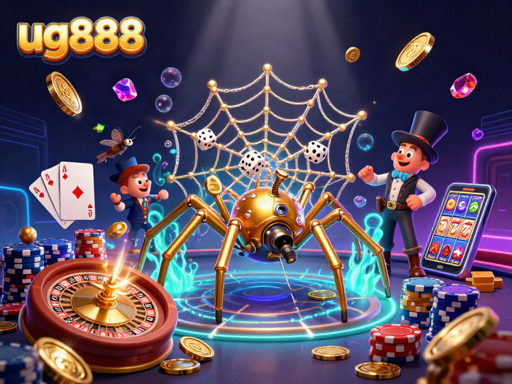 Experience thrilling wins at ug888 with an intricate steampunk scene showcasing casino elements.