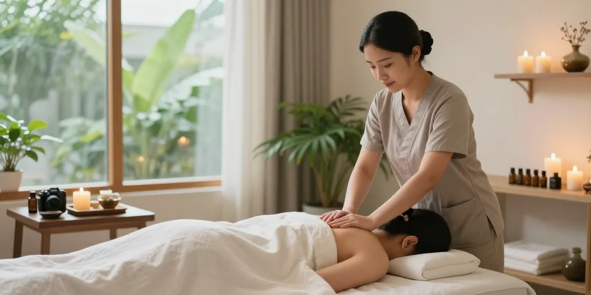 Comforting 수원출장마사지 session in a tranquil spa setting featuring soothing colors and natural light.