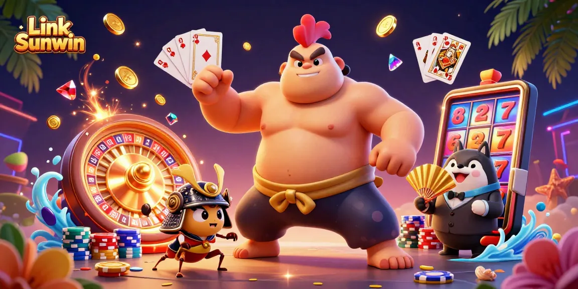 Experience the thrill of winning at Link Sunwin with vibrant casino action featuring dynamic characters and game elements.