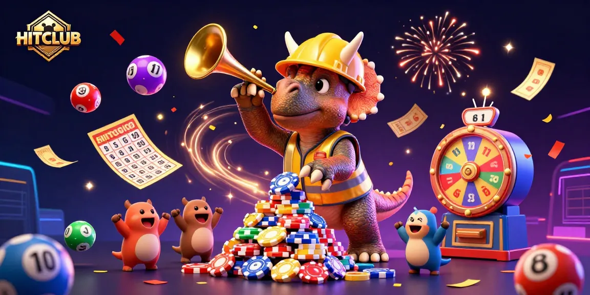 Celebrate big wins at HITCLUB with vibrant gaming scenes, colorful tickets, and exciting prizes!