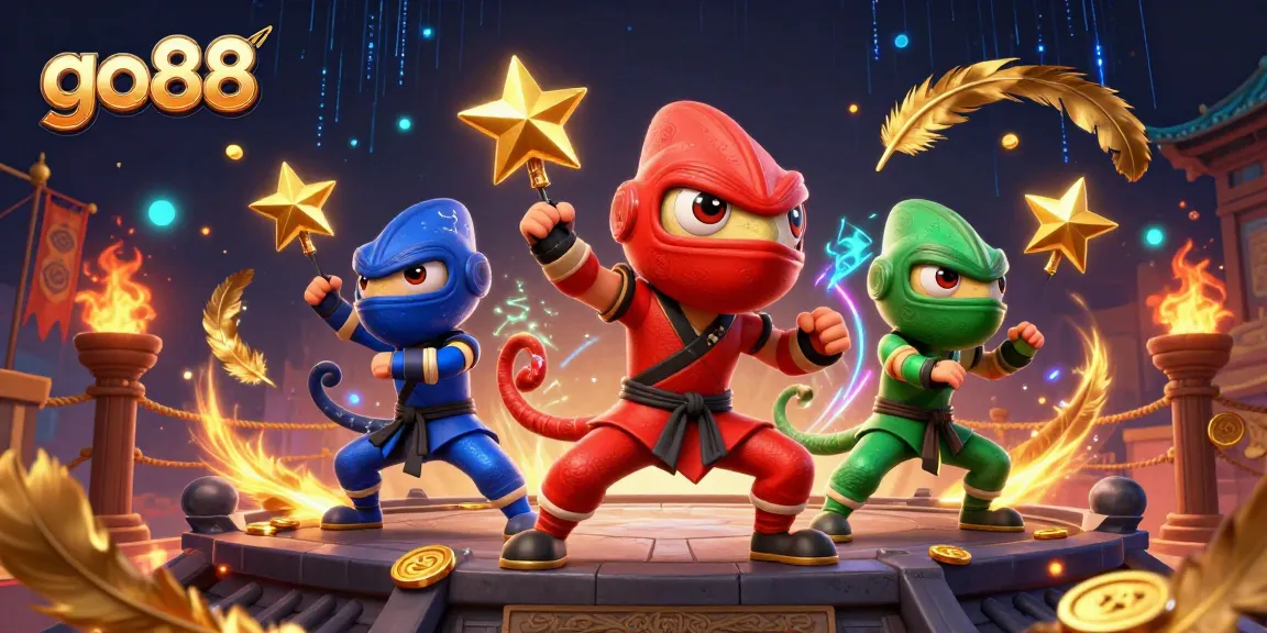 Engage with go88's dynamic gaming scene through a vibrant ninja chameleon adventure.